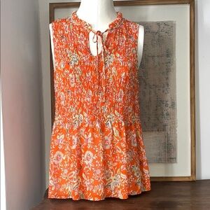 Rose & Olive Orange Smocked Peplum Blouse